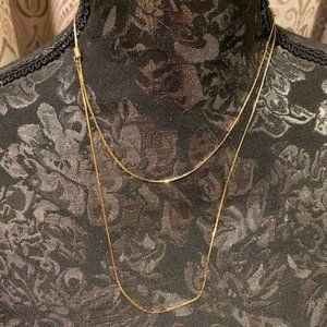 Adjustable Gold Box Chain Necklace, up to 14"
